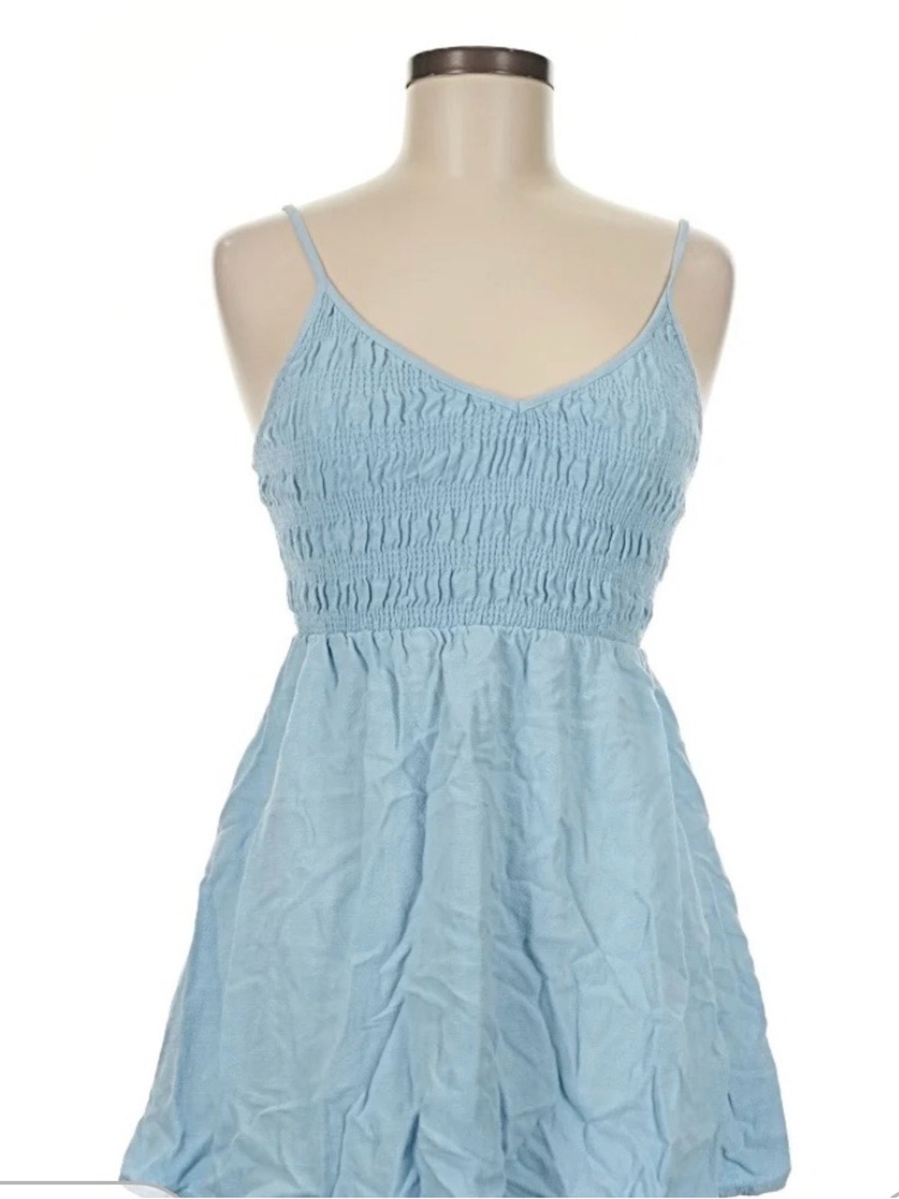 La Hearts Light Blue Smocked Bodice Midi Dress